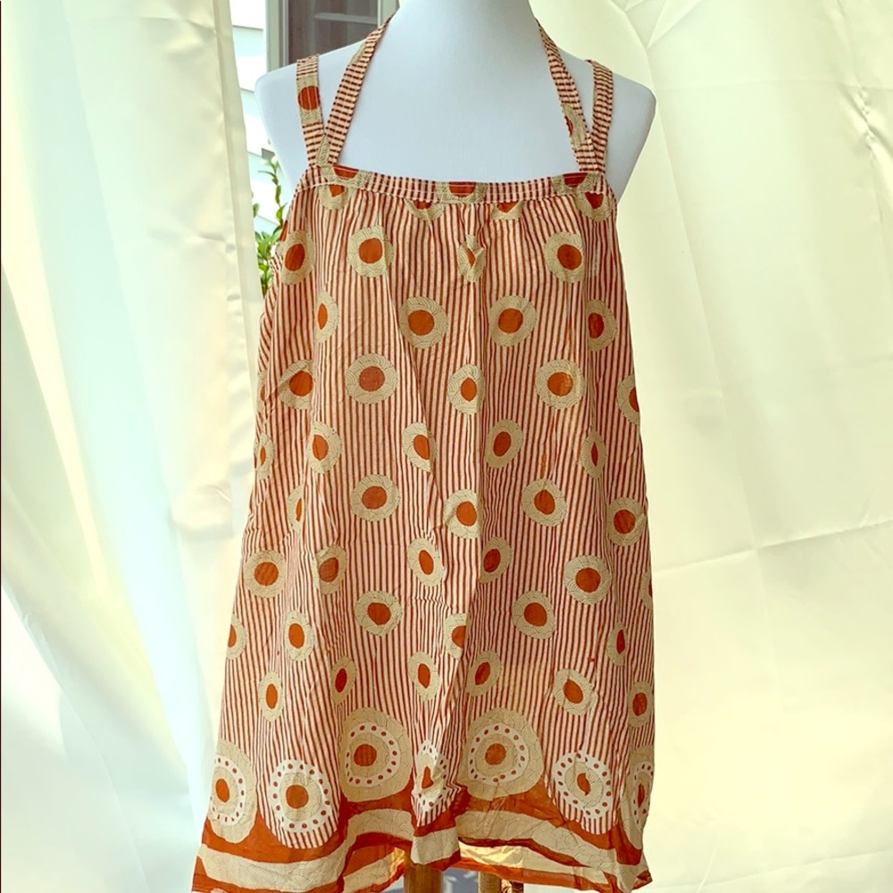 Vintage Sari Sundress rust orange S M